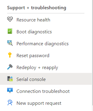 Azure Serial Console Option